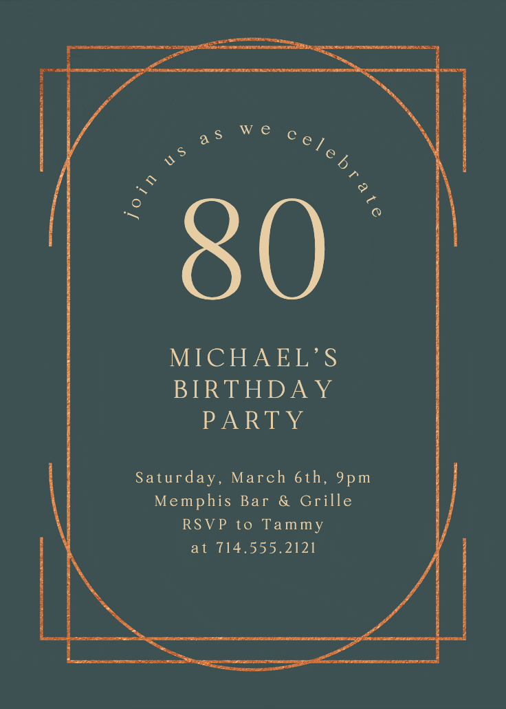 Elegant 80 - birthday invitation