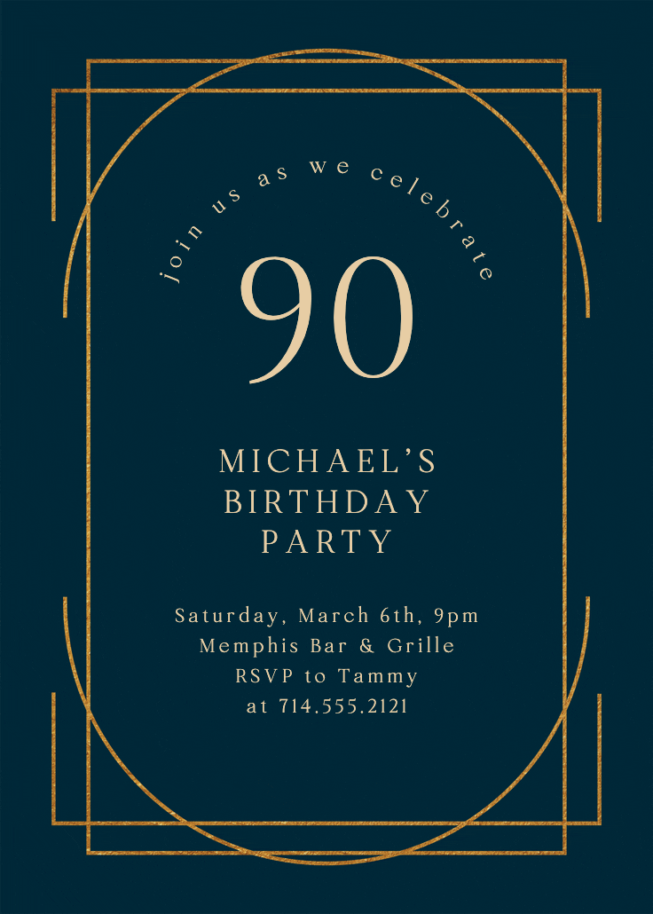 Elegant 90 - invitación de cumpleaños