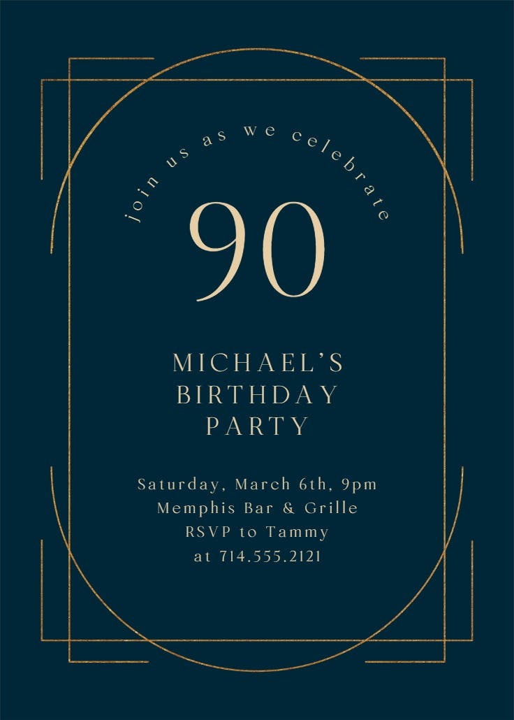 Elegant 90 - birthday invitation