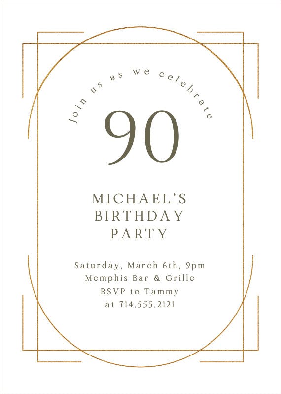 Elegant 90 - birthday invitation