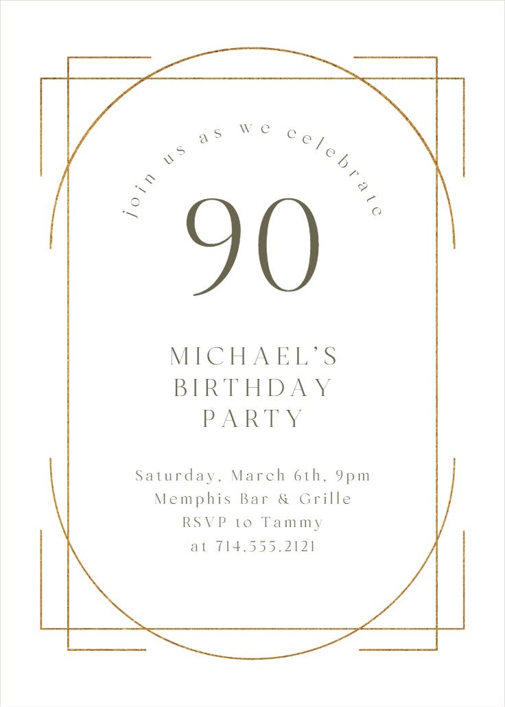 Elegant 90 - birthday invitation