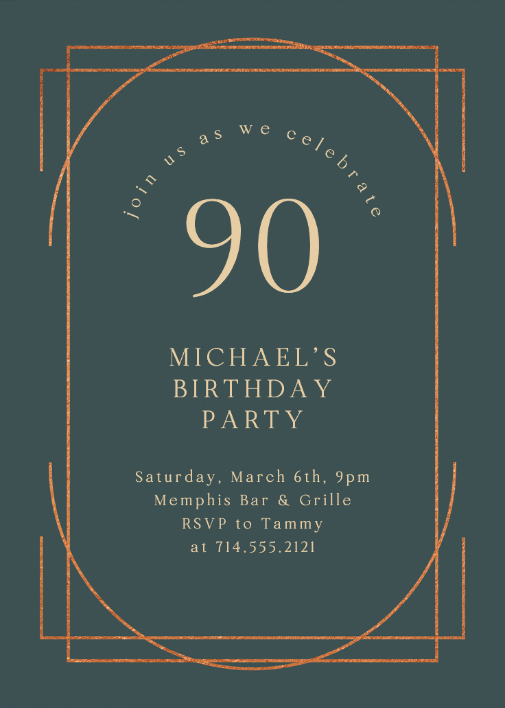 Elegant 90 - birthday invitation
