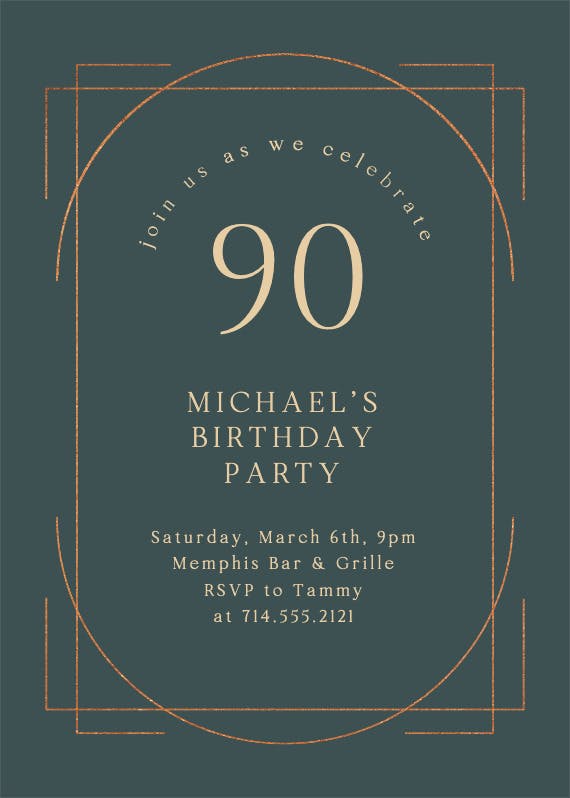 Elegant 90 - birthday invitation