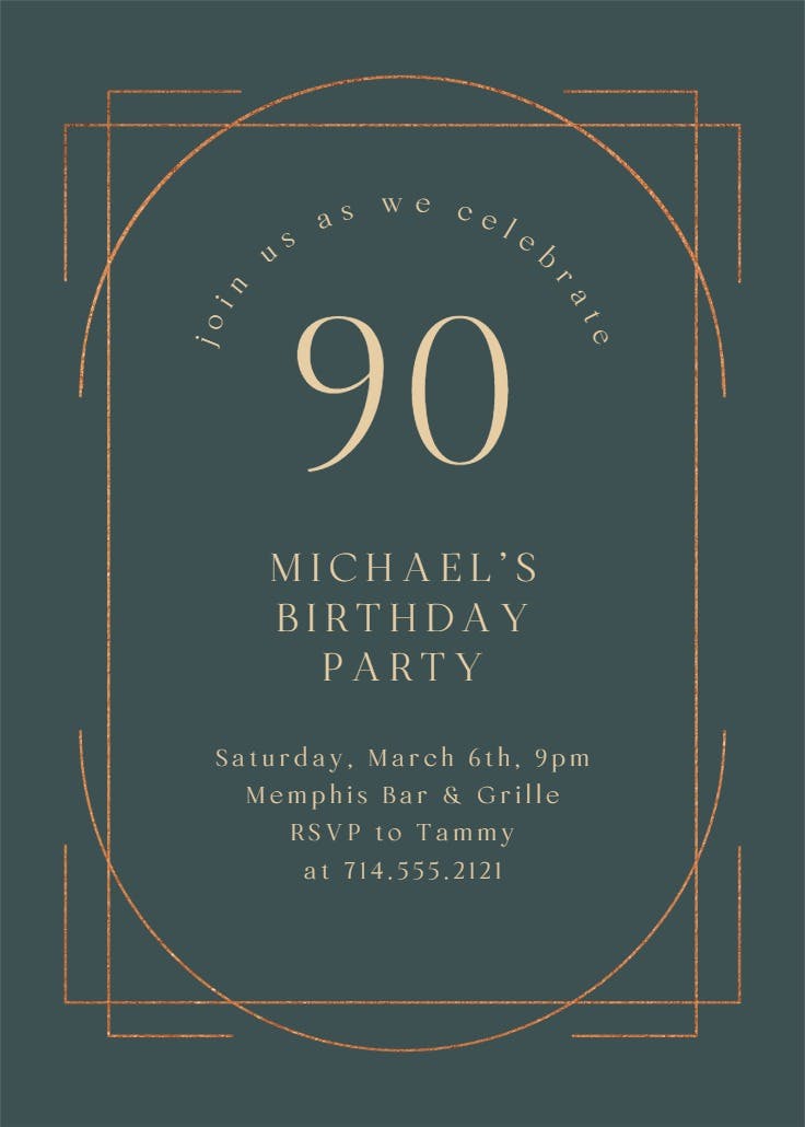 Elegant 90 - birthday invitation