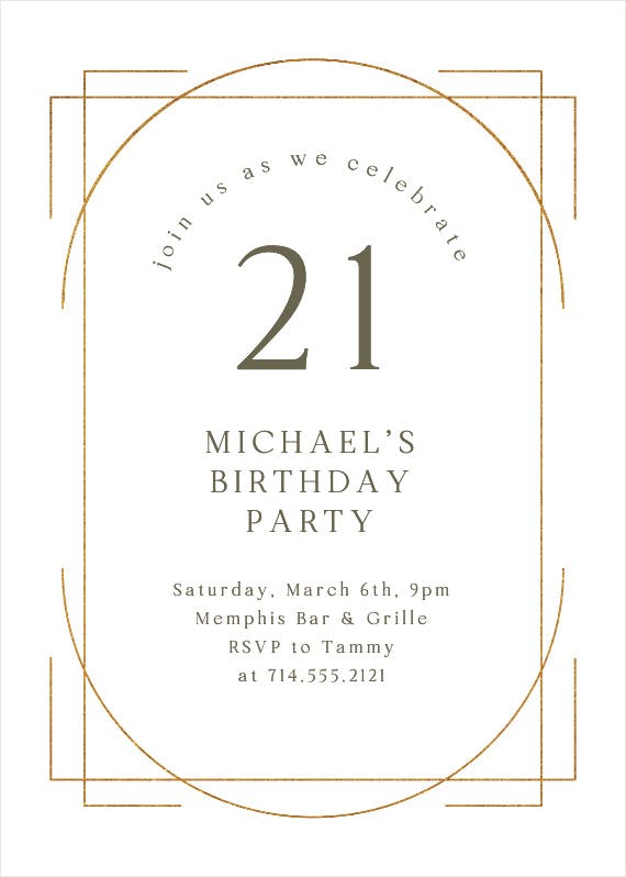 Elegant 21 - invitación de cumpleaños