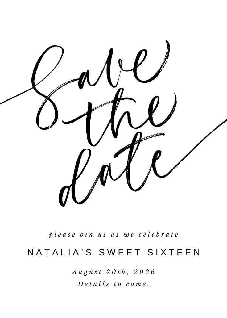 Elegant script letters - invitación de cumpleaños