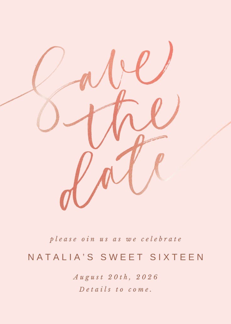 Elegant script letters - invitación de cumpleaños