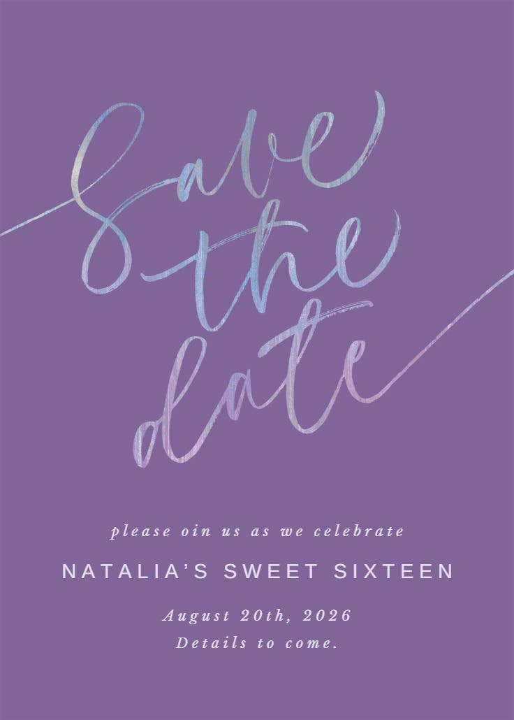 Elegant script letters - sweet 16 invitation