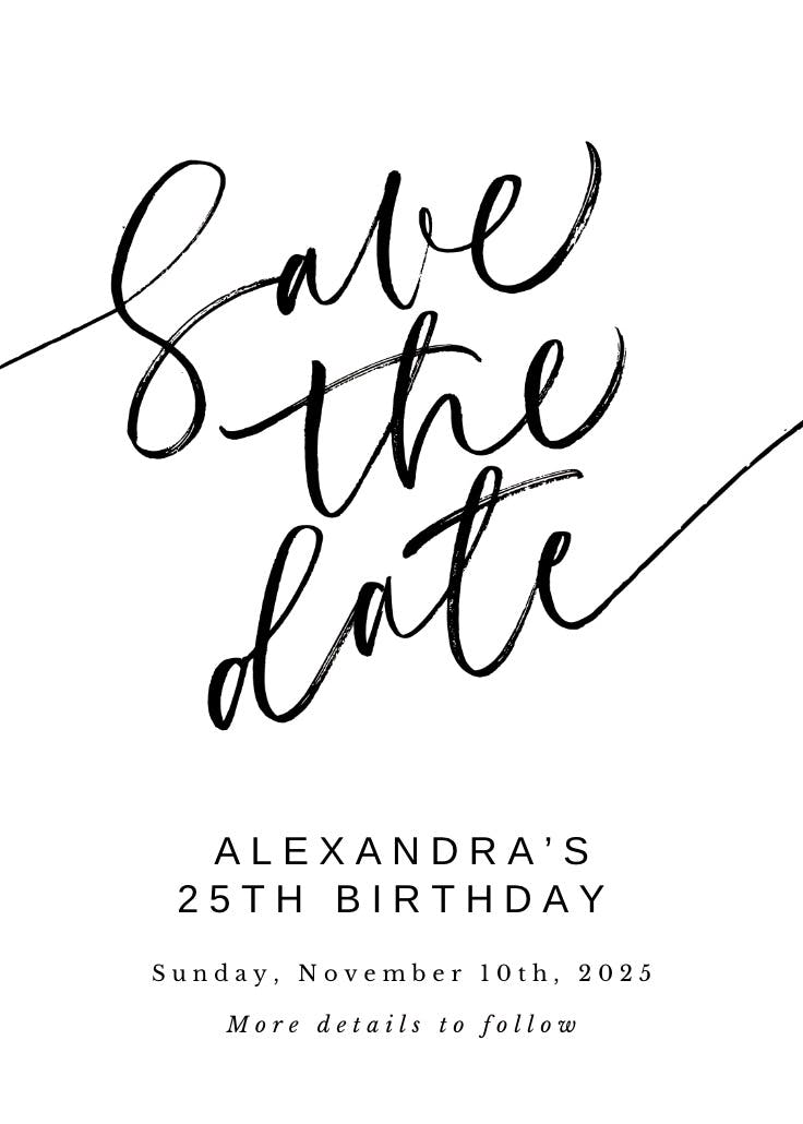 Elegant script letters - birthday invitation