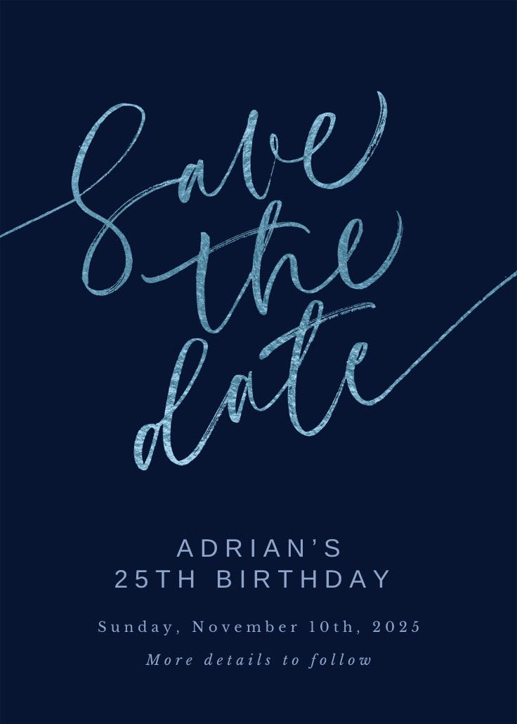 Elegant script letters - birthday invitation