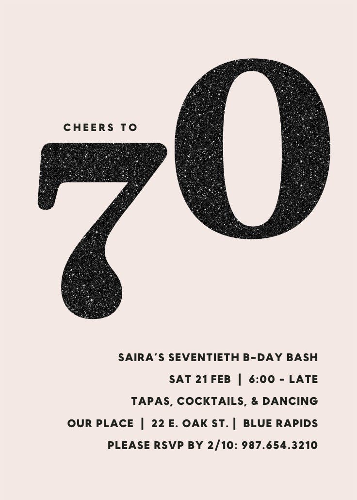 Embrace boldness 70 - birthday invitation