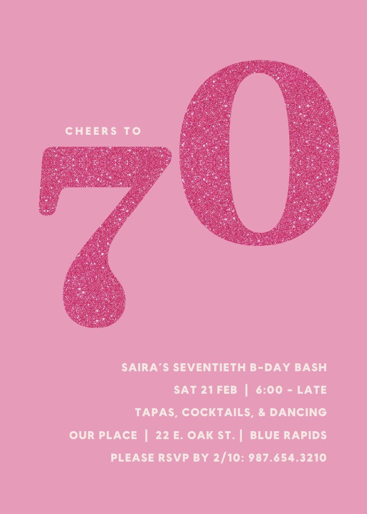 Embrace boldness 70 - invitación de cumpleaños