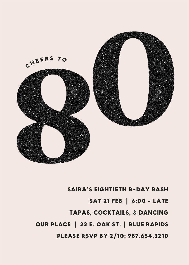 Embrace boldness 80 - birthday invitation