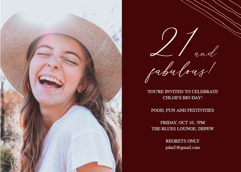 Fab 21 - Birthday Invitation Template (Free) | Greetings Island