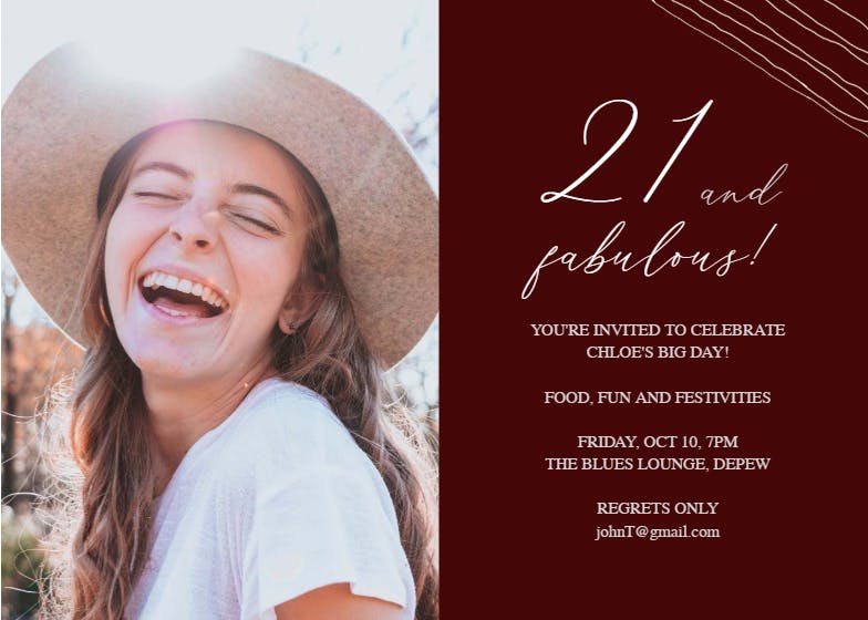 Fab 21 - birthday invitation