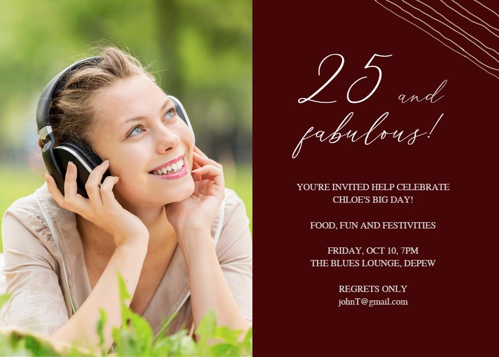 Fab 25 - birthday invitation