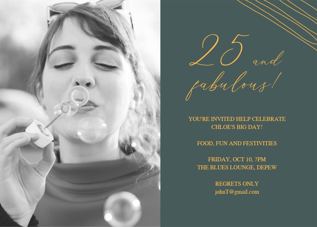 Fab 25 - birthday invitation