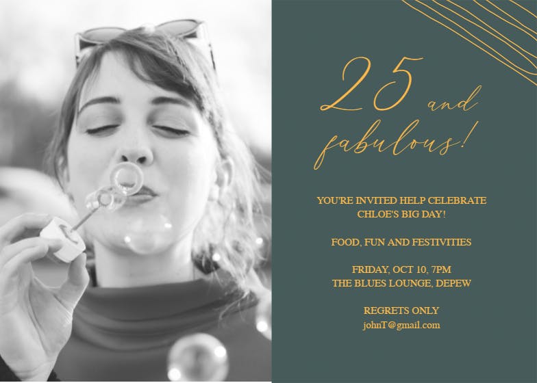 Fab 25 - birthday invitation