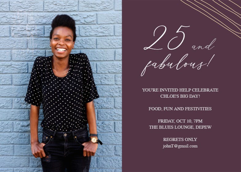 Fab 25 - birthday invitation