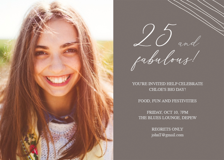 Fab 25 - Birthday Invitation Template (Free) | Greetings Island