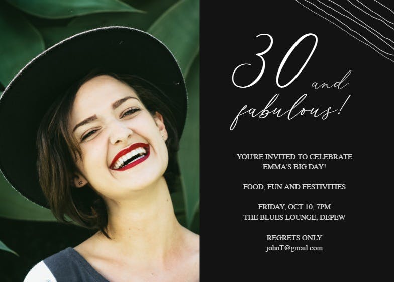 Fab 30 -  invitación de cumpleaños