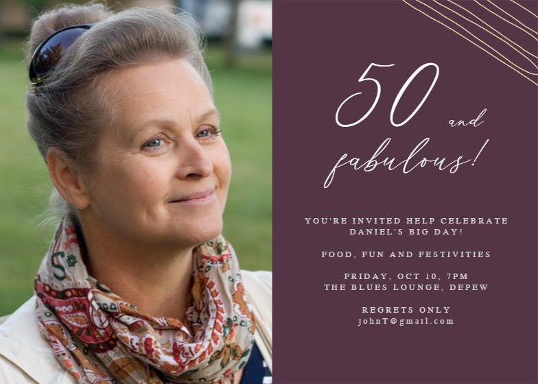 Fab 50 - birthday invitation