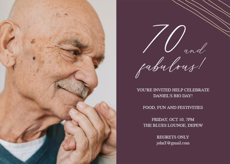 Fab 70 -  invitación de cumpleaños