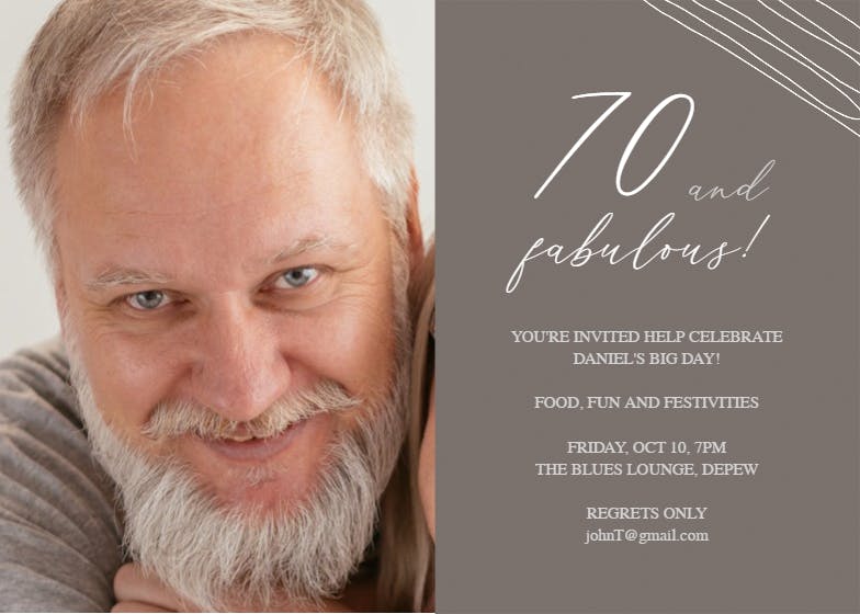 Fab 70 -  invitación de cumpleaños