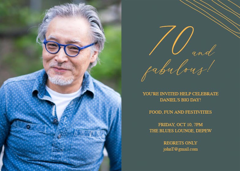 Fab 70 - birthday invitation