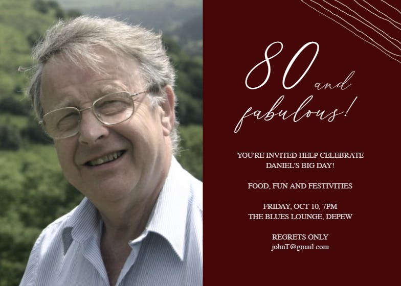 Fab 80 - birthday invitation