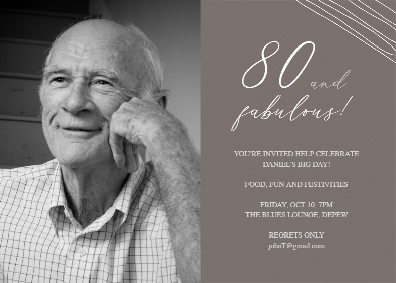 Fab 80 - Birthday Invitation Template (Free) | Greetings Island