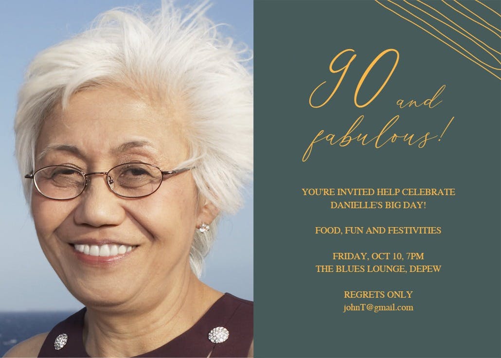 Fab 90 - birthday invitation