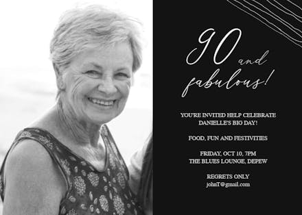 Fab 90 - Birthday Invitation Template (Free) | Greetings Island