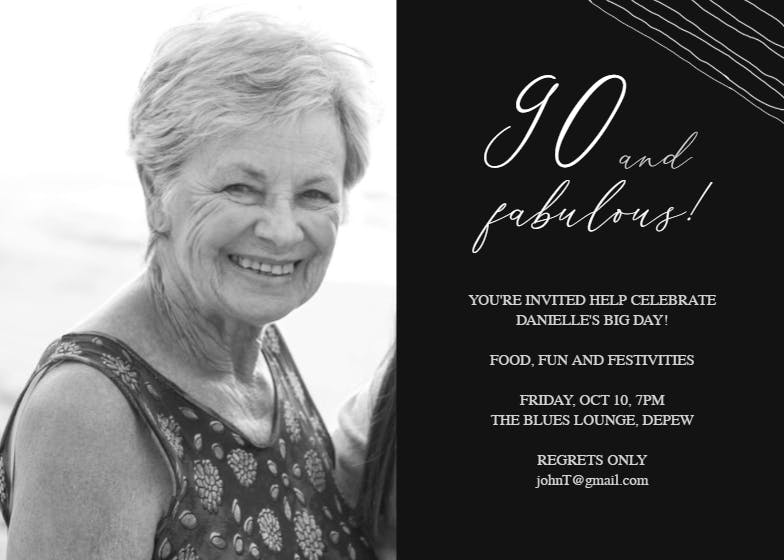 Fab 90 - birthday invitation