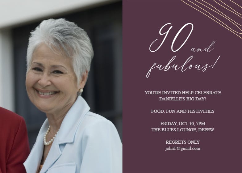Fab 90 - birthday invitation