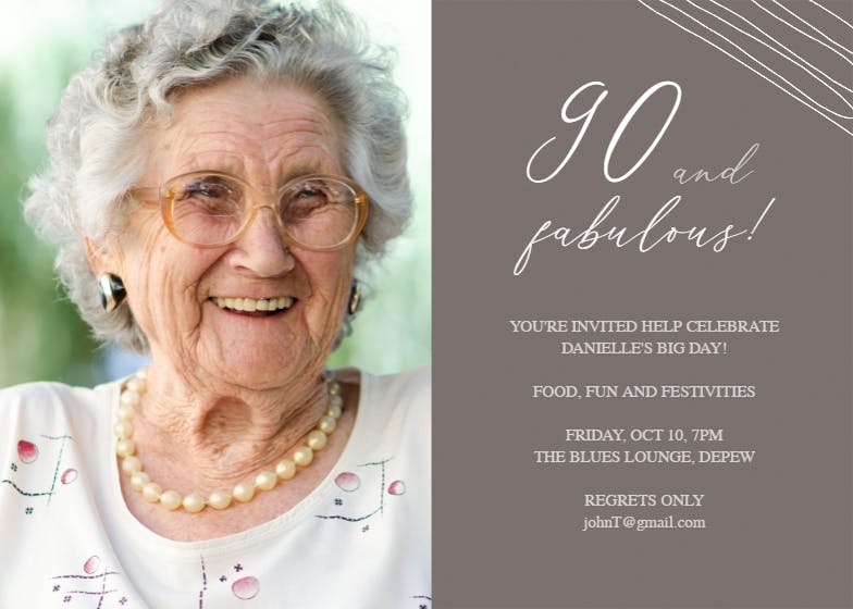 Fab 90 - Birthday Invitation Template (Free) | Greetings Island