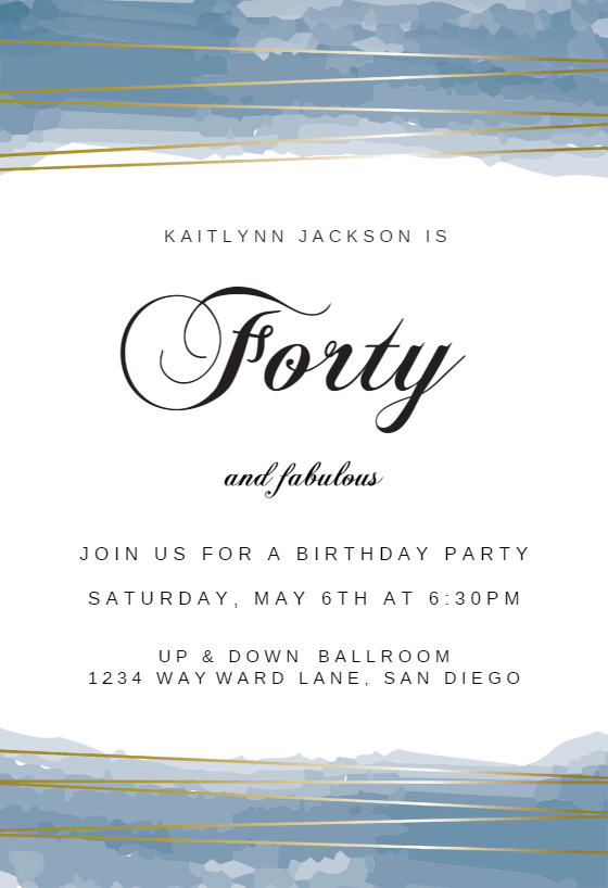 Flirty Forty - Birthday Invitation Template (Free) | Greetings Island