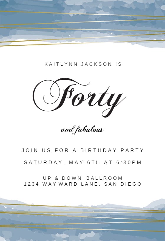 Fabulous forty - birthday invitation
