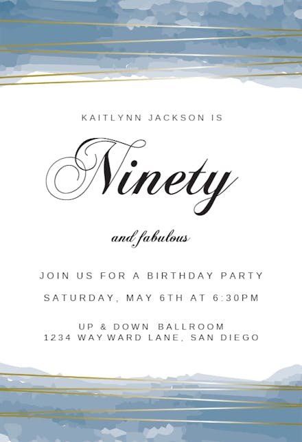 Fabulous Ninety - Birthday Invitation