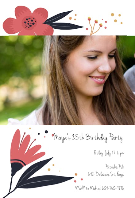 Fashion Flowers - Birthday Invitation