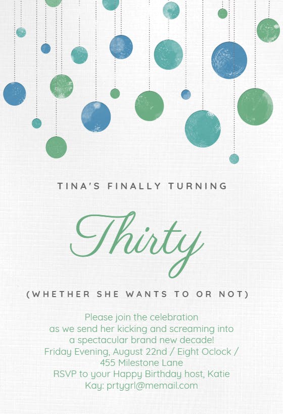 Finally turning 30 - birthday invitation