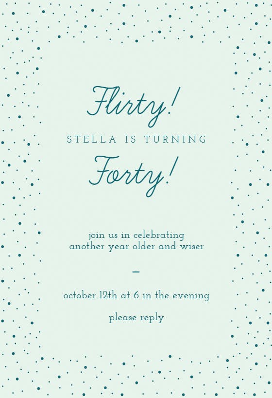 Flirty forty -  invitación de cumpleaños
