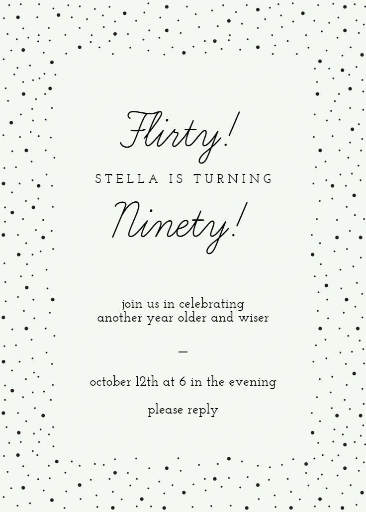 Flirty ninety - invitación de cumpleaños