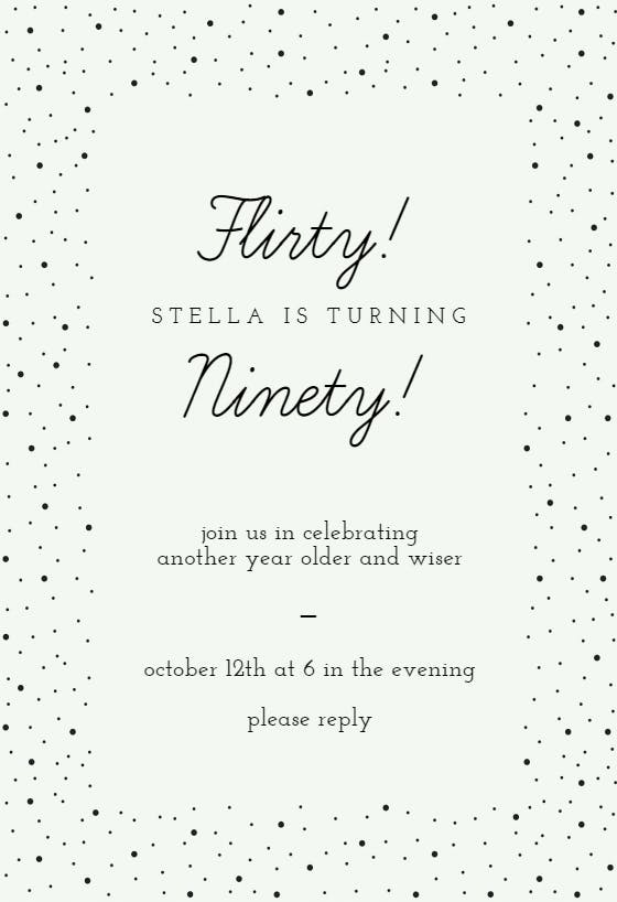 Flirty ninety -  invitación de cumpleaños