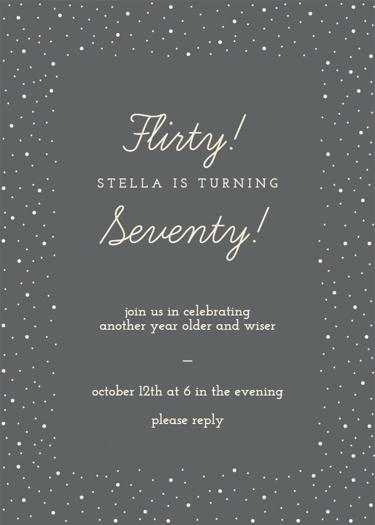 Flirty seventy - birthday invitation