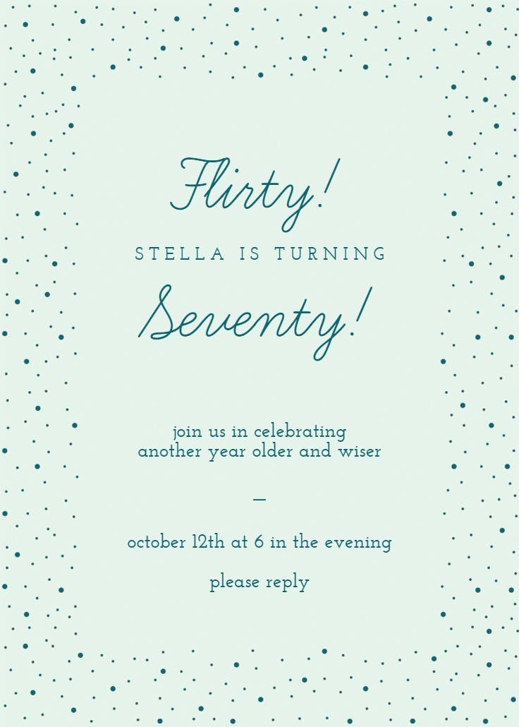 Flirty seventy - birthday invitation