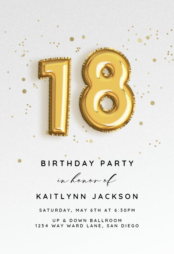 Foil balloons -  invitación de cumpleaños