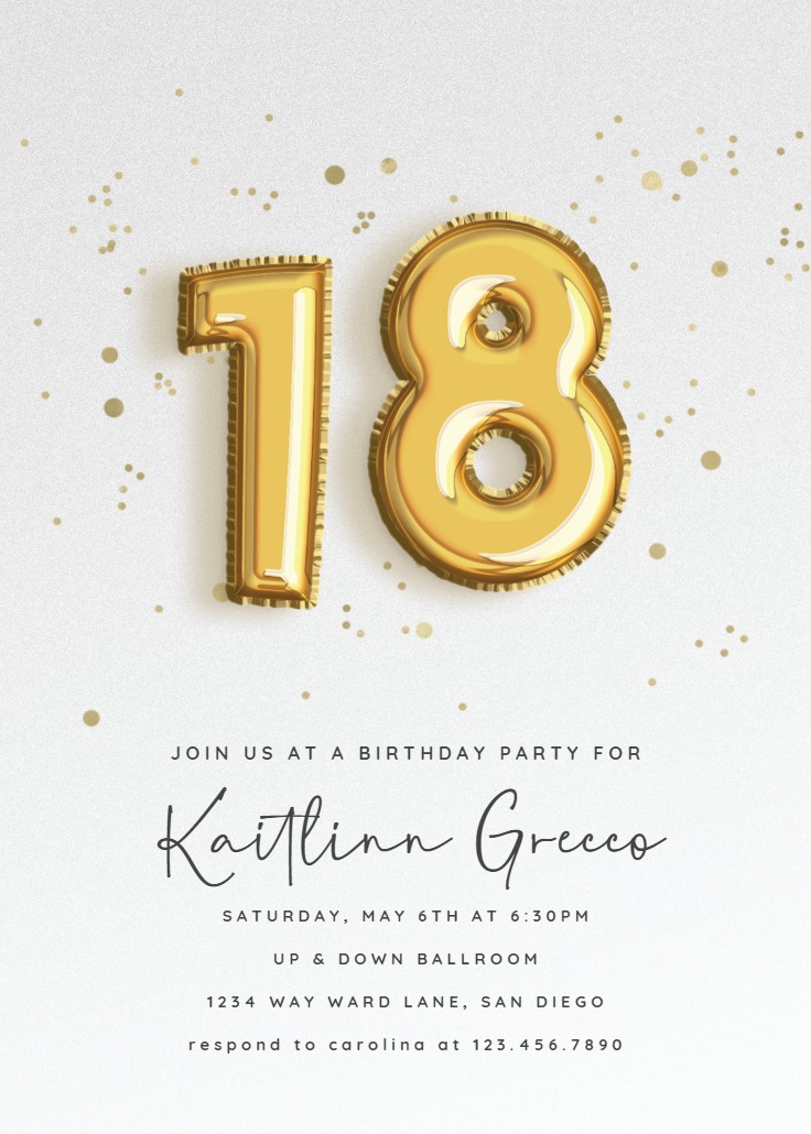 Foil balloons - Birthday Invitation Template (Free) | Greetings Island