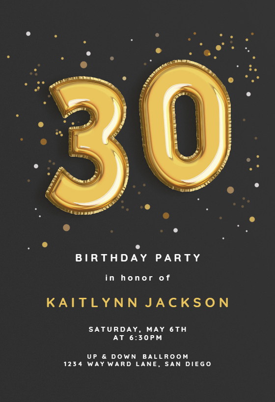 30th Birthday Invitation Templates (Free) | Greetings Island