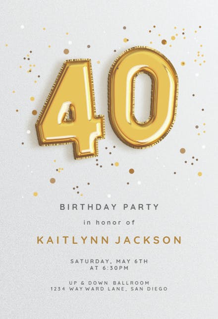 Invitaciones De Cumpleaños Número 40 Gratis